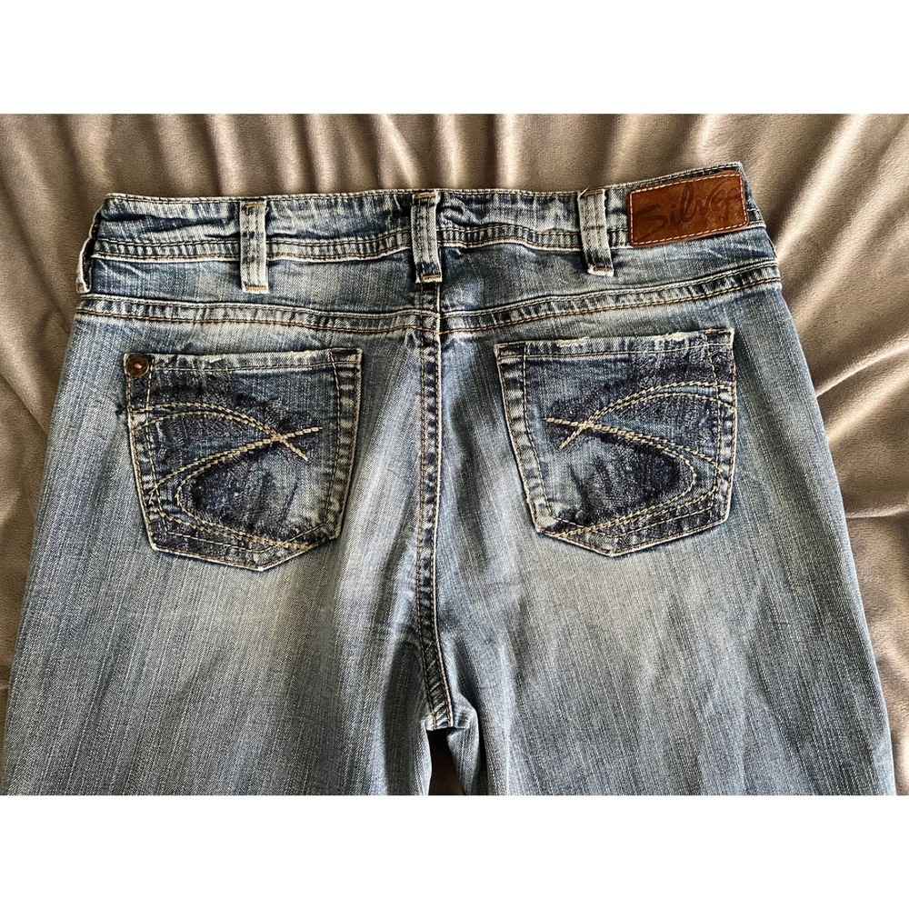 Silver Jeans Lola Mid Rise Bootcut Jeans Medium Wash Size 14 L33 LONG - Picture 4 of 12